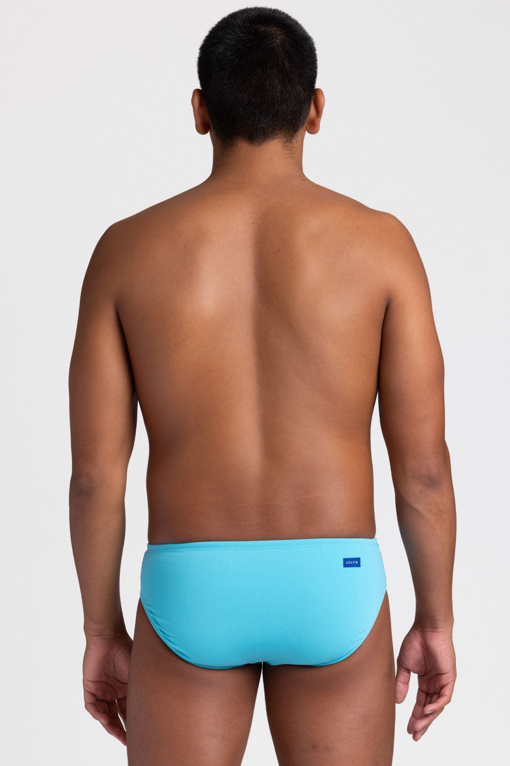 Back view of BROLYN Hawaii Blue, men's swim brief by JOLYN Australia