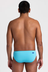 Back view of BROLYN Hawaii Blue, men's swim brief by JOLYN Australia