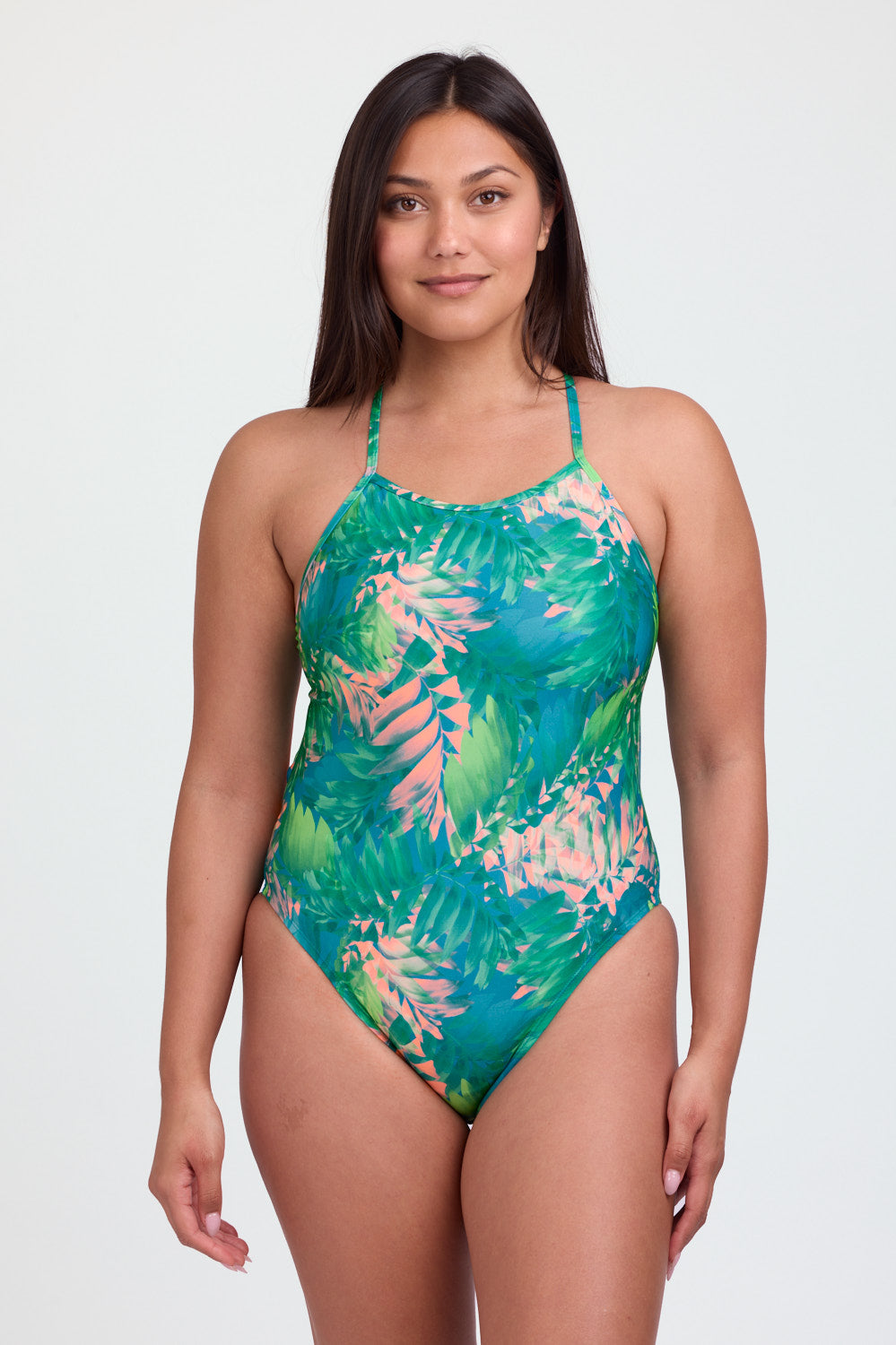 JOLYN AUSTRALIA, Jackson Tie-back Onesie in Luau Love Print, Limited Edition. Frontal view.