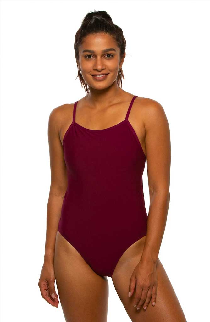 Devon Fixed-Back Onesie - Cabernet