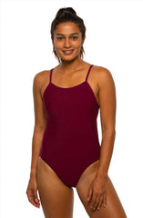 Devon Fixed-Back Onesie - Cabernet