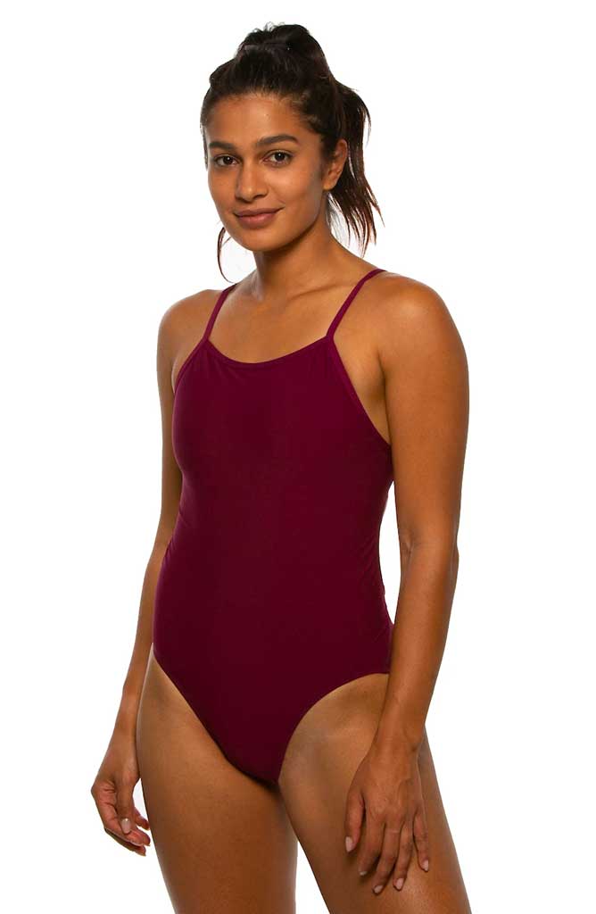 Devon Fixed-Back Onesie - Cabernet