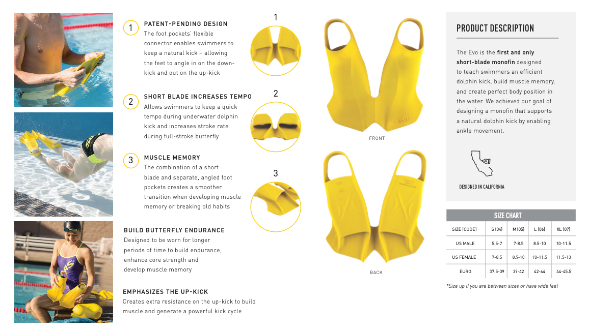 Evo Monofin yellow :: FINIS Australia